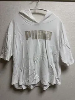 プーマ PUMA ホワイト 半袖パーカー フーディー ロゴプリントのサムネイル