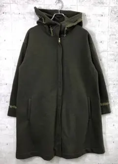 平成レトロ 森ガール 古着 スウェット フリルテープ フード付 ロングコート