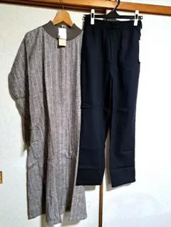 stadio CLIP ワンピースとSamansa Mos2 blue パンツ