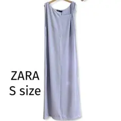 ZARA ワンピース ロング ノースリーブ くすみブルー ラベンダーS