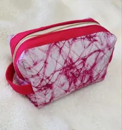 新品　マーブル模様ポーチ 中型 ピンク　ハンドメイド