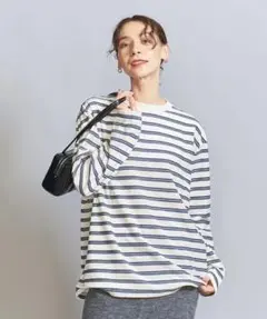 BEAUTY&YOUTH ベロアボーダーロングスリーブTシャツ
