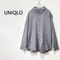 UNIQLO ユニクロ レーヨンブレンド長袖シャツ 薄手 サラサラ L グレー