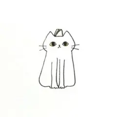【1193】【白猫の絵】オリジナル手描きアナログイラスト原画　自作創作アート作品