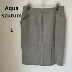 アクアスキュータム　タイトスカートひざ丈 サイドポケット 日本製　M-L相当