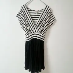 レア 希少 USA製 オールインワン ボーダー 切替ロンパース S おしゃれ