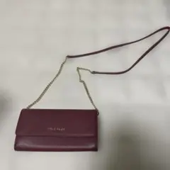 COLE HAAN バーガンディ チェーンストラップ財布