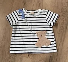 美品　プティマイン　くまモチーフ付きボーダー半袖Tシャツ　80m