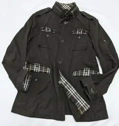 【極美品】 バーバリーブラックレーベル ノバチェック ミリタリージャケット L