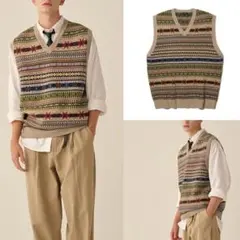 TAKEASY フェアアイルニットベスト オーバーサイズ