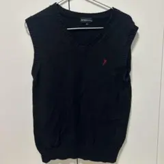 黒のVネックノースリーブスクールベスト S
