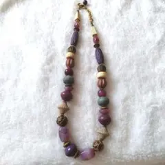 紫色のビーズネックレス　ヴィンテージネックレス　パープル