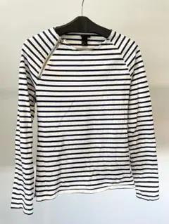 H&M ボーダー柄 紺白 長袖 カットソー ジッパー付きのサムネイル