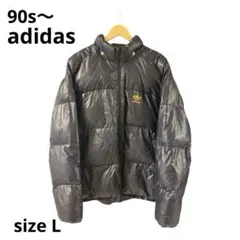 90s〜 adidasダウンジャケット トレフォイルロゴ 刺繍 ネイビー