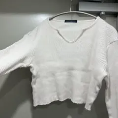 BRANDY MELVILLE ホワイトリブVネック長袖