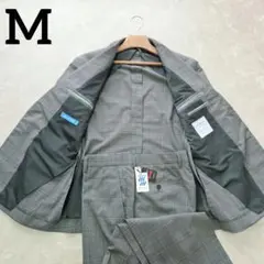 【パンツ新品】サマースーツ　夏向け素材　グレー　チェック柄　M　通気性抜群　薄手のサムネイル