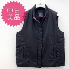 【中古美品】バーバリー ナイロン ベスト ファスナー 薄手 軽量 ブラック 綺麗