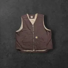 Carhartt カーハート V26 ダックベスト ボア 裏地ブラウン 2XL - メルカリ