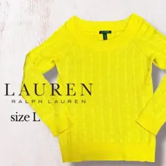 【美品！】Ralph Lauren ラルフローレン イエロー ケーブルニット L