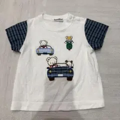 【超美品】familiar ファミリアチェック ファミちゃんTシャツ 80