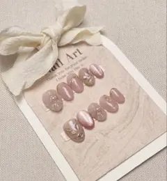 現品ネイルチップ　ショートオーバル　アート花柄バイカラーマグネットうるツヤ華やか