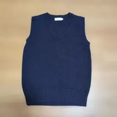 ネイビー Vネック ベスト 　綿　紺