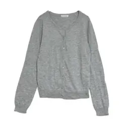 アーヴェヴェスタンダード　シルク混 クルーネック カーディガン　薄手　グレー