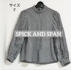 お値下不可⭐︎SPICK&SPANギンガムボリュームスリーブブラウスF 綿100%のサムネイル