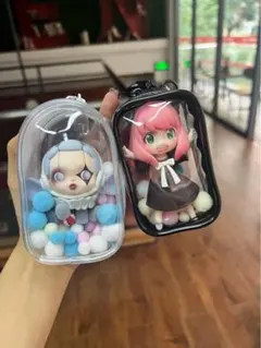 【新品】フィギュアポーチ クリアケース透明ポンポン付 推し活POPMARTぬい活