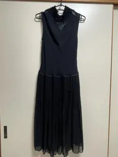 ノースリーワンピース 黒 フリル襟　コムサイズム　春夏