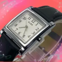 《美品 稼働品》 アルバ メンズ腕時計 防水 ホワイト文字盤 クオーツ
