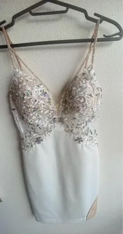 ANGELR ビーズ刺繍 ホワイトミニドレス XS