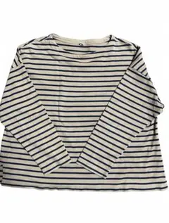 00sOLD UNIQLOボーダーロンTベージュ/ネイビーレディースXLy2k