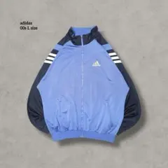 00s古着adidasアディダストラックジャケット水色ネイビー Y2K ジャージ