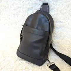 美品✨️COACH　 ボディバッグ　レザー　メッシュ　ブラック　黒