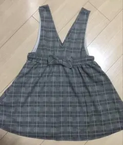 【anyFAM】120cmグレー チェック柄 ジャンバースカート