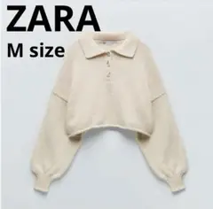 ZARA クロップド丈セーター　ポロニット　ショート丈　Mサイズ