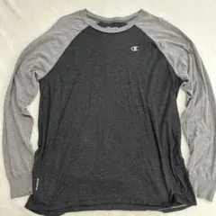 コ*豆様 Champion 長袖カットソー グレー/ダークグレー　速乾　XL
