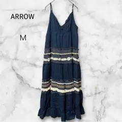アロー＊キャミワンピース【M】ネイビー レース 刺繍 夏ワンピ ロングワンピのサムネイル