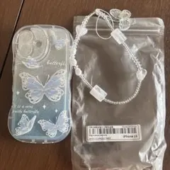 iPhone 16用透明蝶デザインケース