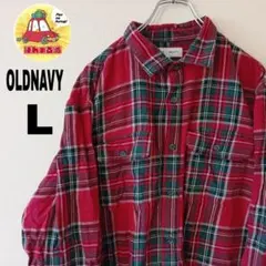 USA古着　OLDNAVY ネルシャツ　L レッド　グリーン