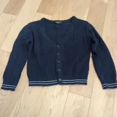 COMME CA ISM ネイビー　ライン カーディガン