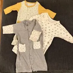 まとめ売り　3枚セット　ロンパース　星　ドット　西松屋　黄色　白　グレー　長袖