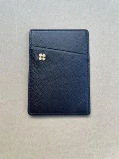 ブラックレザーカードケース ゴールドロゴ付き