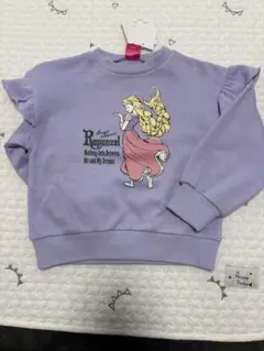 新品タグ付き　ラプンツェル 裏起毛トレーナー 紫 フリル袖 110女の子 普段着