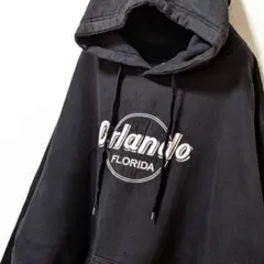 Cプラス フロリダオーランド刺繍 スウェットパーカー ブラック 黒 L 古着