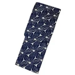 美品　金縁の彩りが添える気品 華模様のコットン　半幅帯 全通柄 長尺440cm 美品 金縁の彩りが添える気品 華模様のコットン 半幅帯 全通柄 長尺