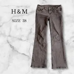 エイチアンドエム フレアデニムパンツ シンプル 美脚効果 Y2K ダークグレー