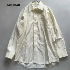 FAIRROADクリーム色薄い黄色ストライプ長袖ワイシャツ
