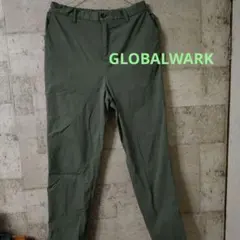 GLOBAL WORK カーキ テーパードパンツ ウエストゴム